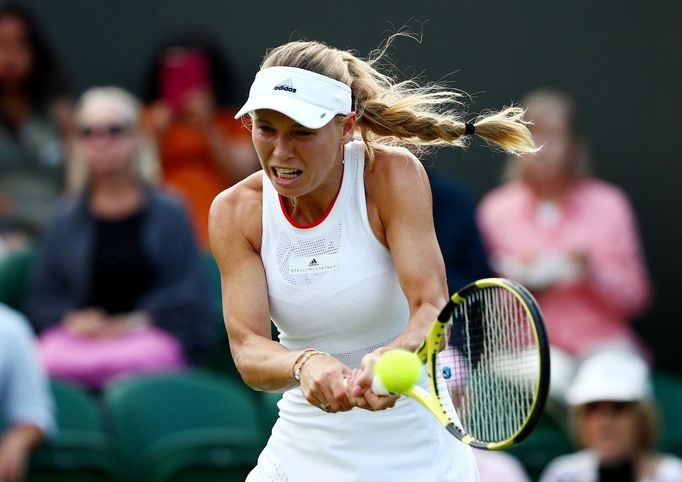 Caroline Wozniacká v prvním kole Wimbledonu.