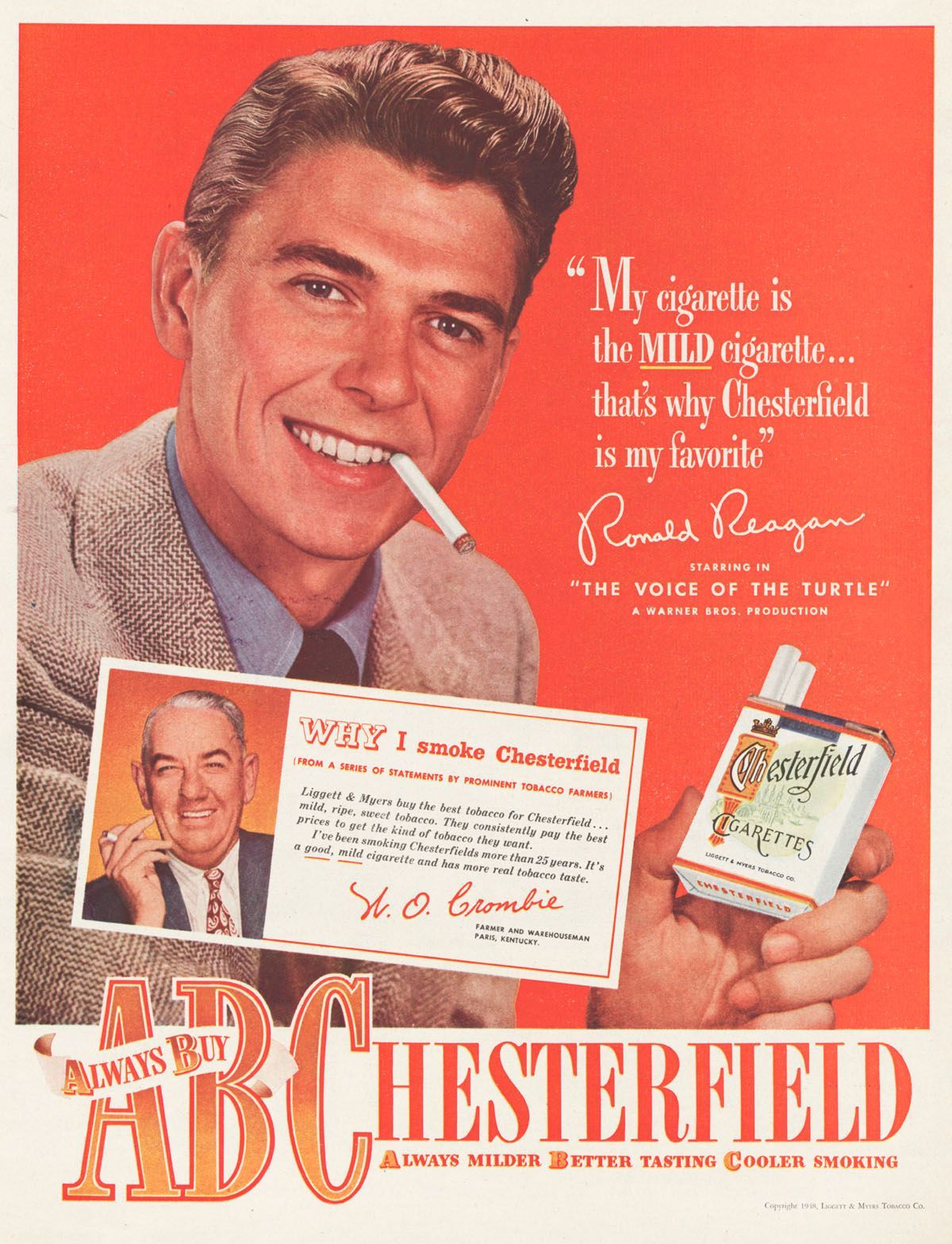 Ronald Reagan v reklamě na cigarety Chesterfield
