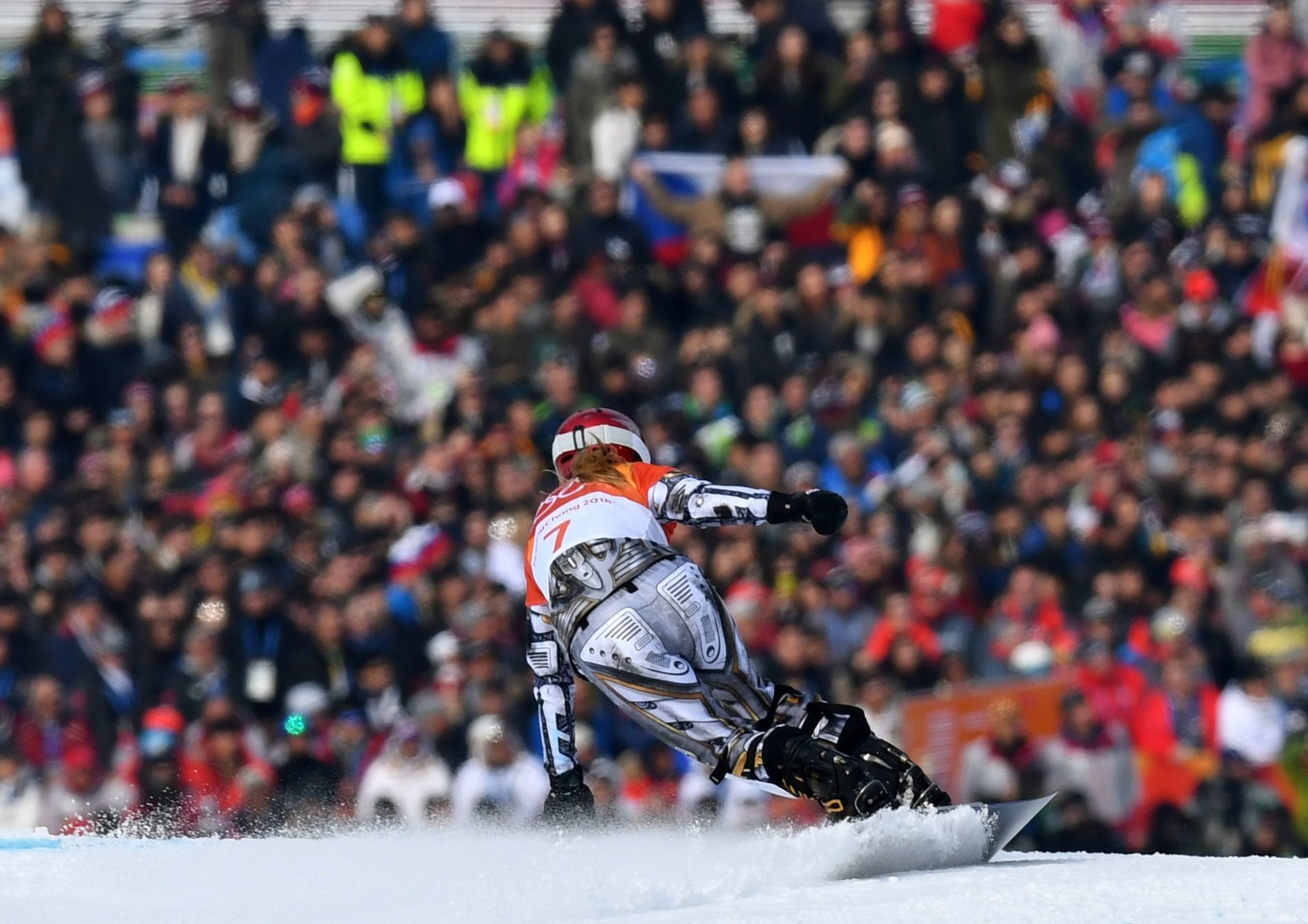 Ester Ledecká ve finále paralelního obřího slalomu na ZOH 2018