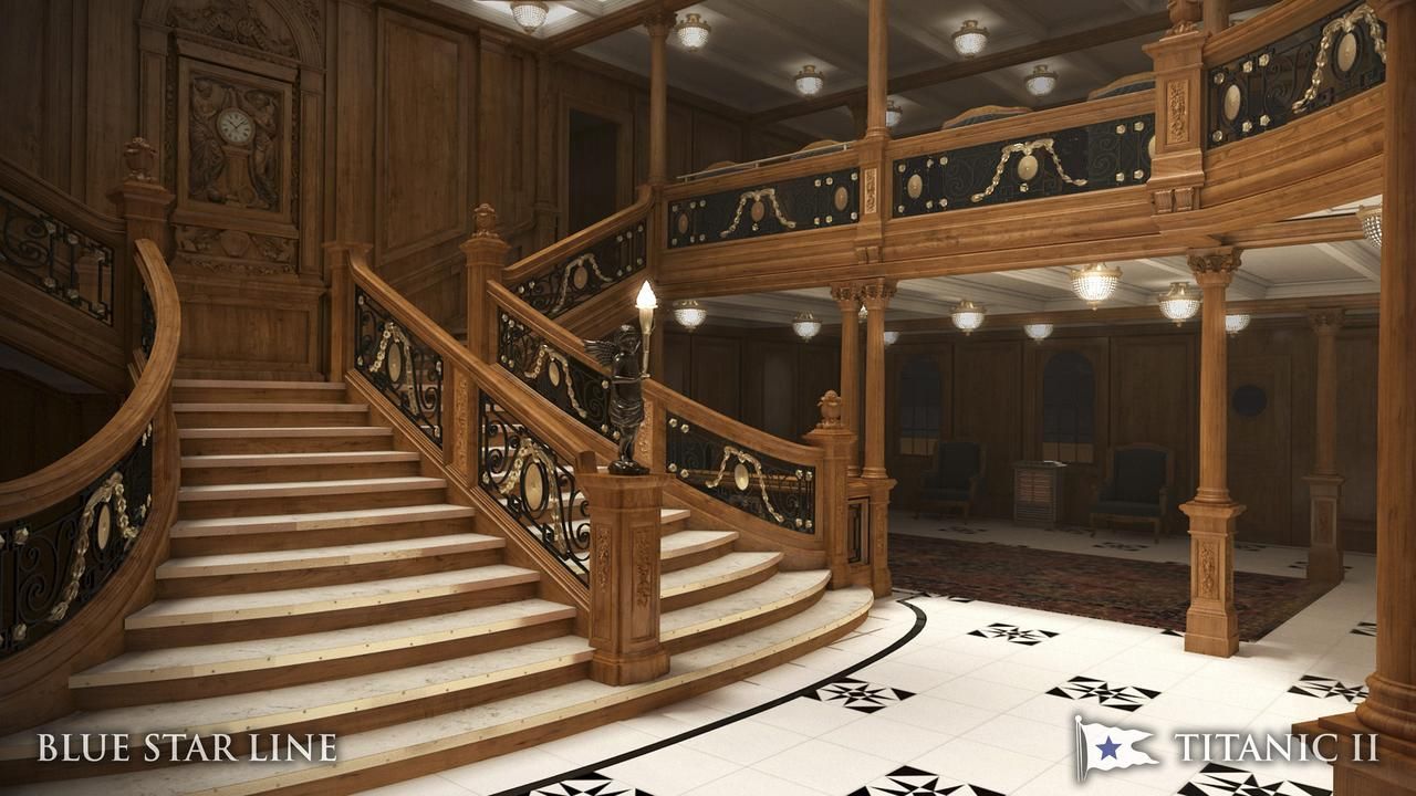 An undated artist's rendering of the interior of the proposed cruise ship Titanic II, provided by the Blue Star Line as Australian billionaire Clive Palmer unveiled plans for his dream ship during a news conference in New York February 26, 2013. The cruise ship will be built by the CSC Jingling Shipyard in China, and will sail from Southhampton, England to New York on her maiden voyage in late 2016 according to Palmer. REUTERS/Blue Star Line/Handout (UNITED STATES - Tags: SOCIETY TRAVEL TRANSPORT) NO SALES. FOR EDITORIAL USE ONLY. NOT FOR SALE FOR MARKETING OR ADVERTISING CAMPAIGNS. THIS IMAGE HAS BEEN SUPPLIED BY A THIRD PARTY. IT IS DISTRIBUTED, EXACTLY AS RECEIVED BY REUTERS, AS A SERVICE TO CLIENTS Published: Úno. 26, 2013, 5:11 odp.