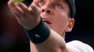 Český tenista Tomáš Berdych ve čtvrtfinále paříšského Masters 2012 v utkání proti Francouzi Gillesu Simonovi.