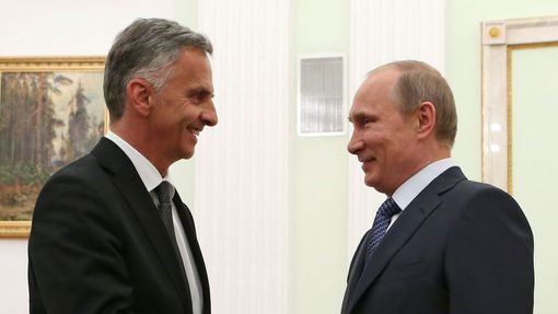 Vladimir Putina a Didier Burkhalter v Moskvě, 7. května 2014.