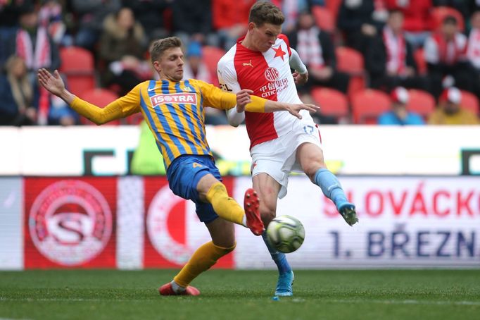 Jiří Texl a Lukáš Provod  v zápase 22. kola Slavia - Opava