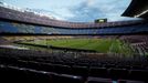 Prázdné hlediště stadionu Camp Nou v odvetném osmifinále Ligy mistrů Barcelona - Neapol