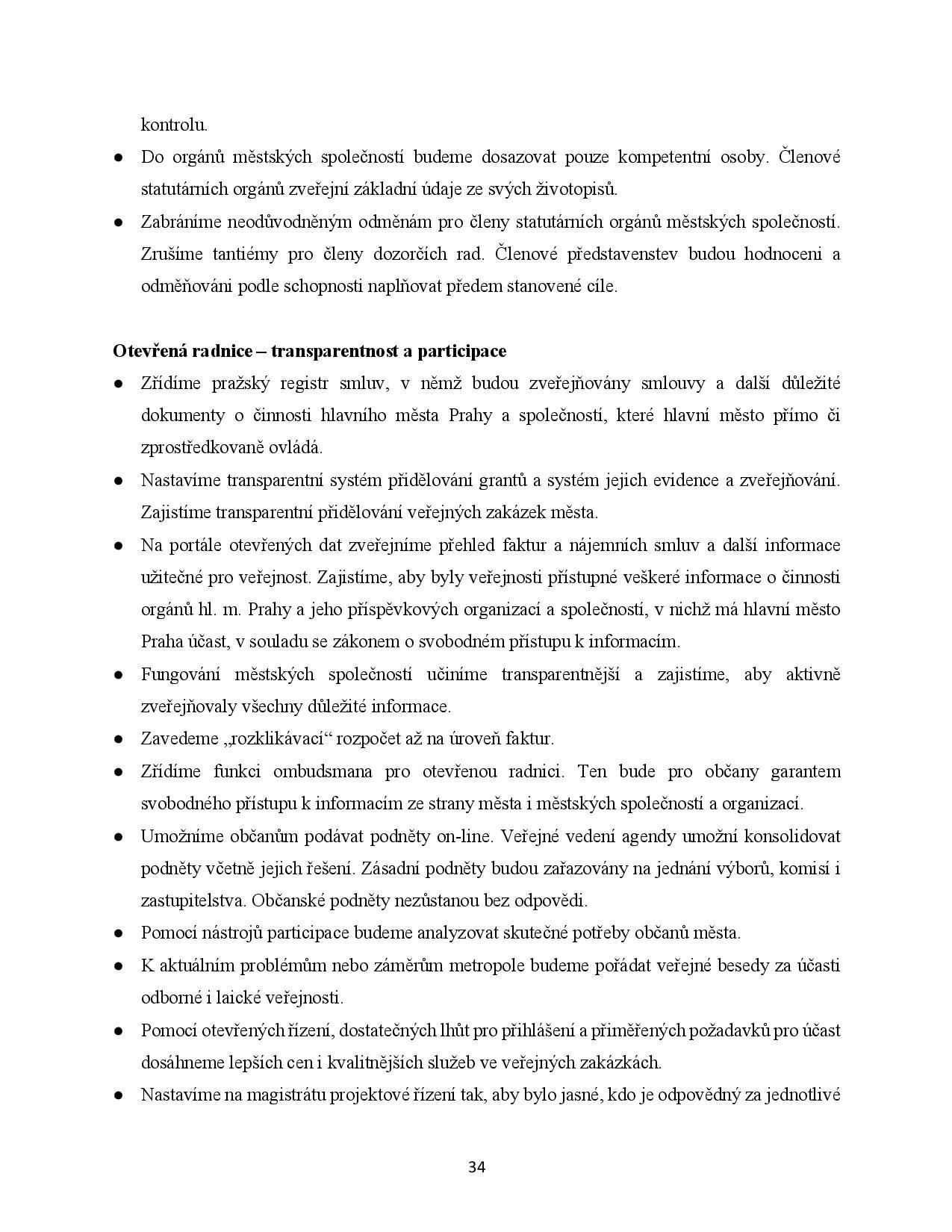 Koaliční program - Praha Sobě - 7. 11. 2018