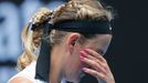 Tennis - Australian Open - First Round - Melbourne Park, Melbourne, Australia, January 15, 2019.  Belarus’s Victoria Azarenka reacts during the match against Germany's La