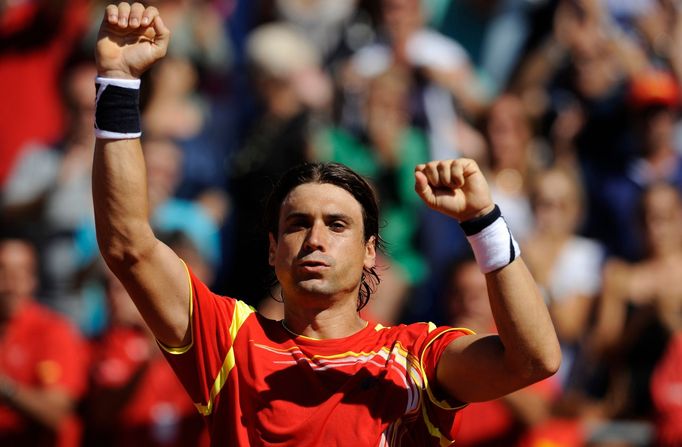 David Ferrer se raduje z postupu Španělů do Davisova poháru