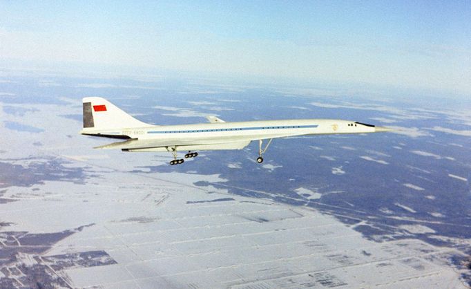 Nadzvukový letoun Letoun Tupolev 144 z éry SSSR. Rok 1968