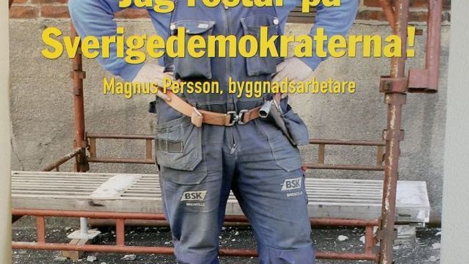 Předvolební plakát strany Švédští demokraté, která je pro omezení imigrace.