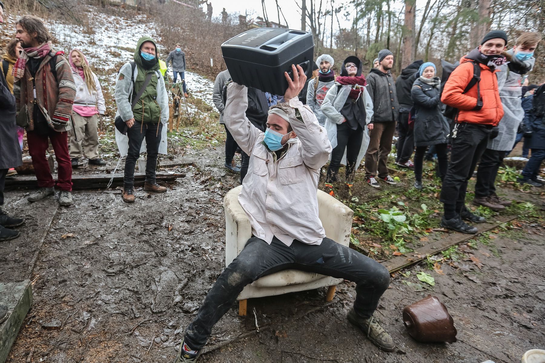 Vyklízení Sociálního centra Klinika v Praze, 10.1.2018