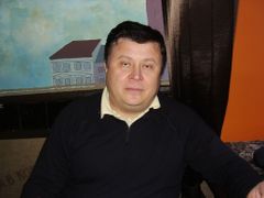 Alexandr Tyškevič v dubnu v kavárně Lvov v Doněcku.