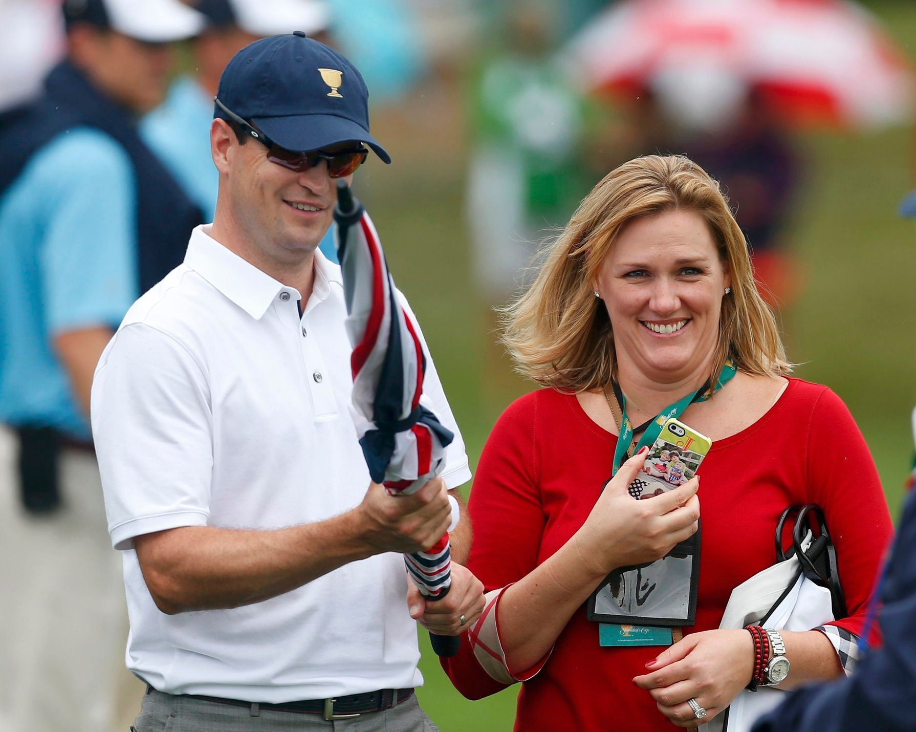 Zach Johnson a jeho manželka Kim Barclay na prezidentském poháru USA