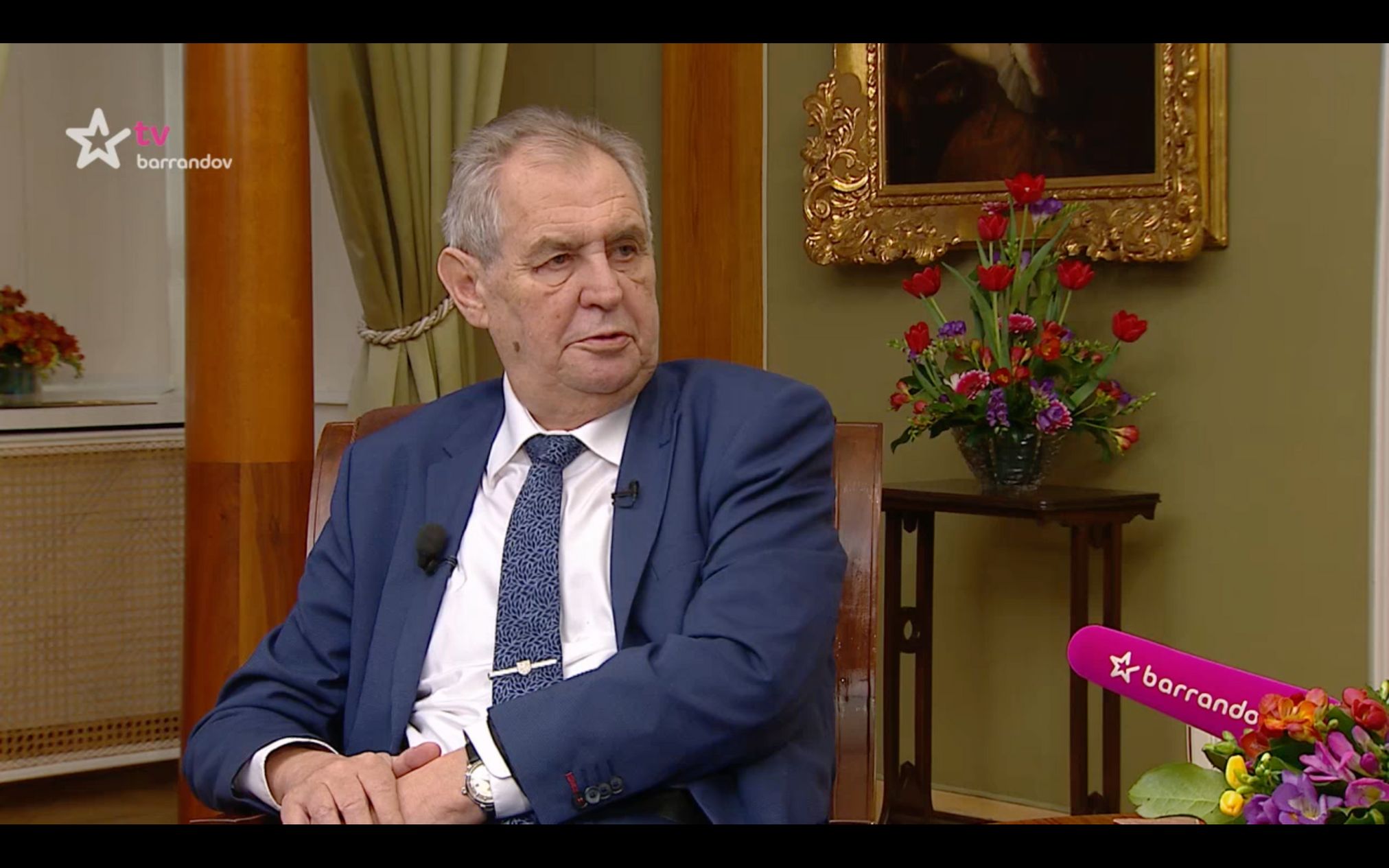 Prezident Miloš Zeman v pořadu TV Barrandov Týden s prezidentem