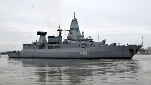 Fregata Hessen na snímku z 8. února 2024