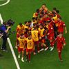 Španělé slaví gól v zápase MS 2022 Španělsko - Německo