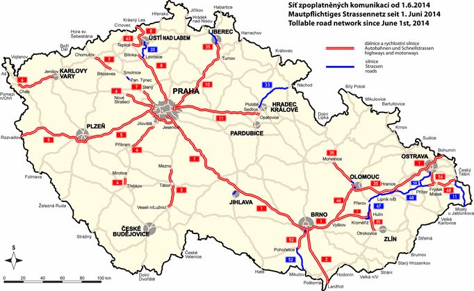 Elektronické mýtné se v Česku vybírá od roku 2007 na zhruba 1300 kilometrech dálnic, rychlostních silnic a 180 kilometrech silnic první třídy.