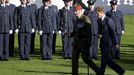 Britain's Prince Harry inspects the Guard of Honour during his official welcome at Government House in Wellington