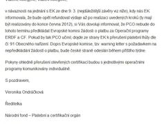 Dokument: Dopis z ministerstva financí k eurodotacím.