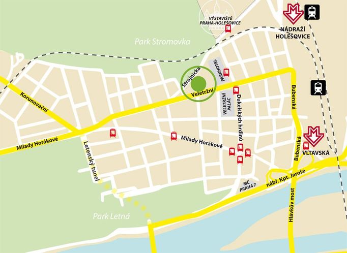 Palác Stromovka - mapa