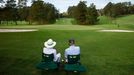 Golf - The Masters - Augusta National Golf Club - Augusta, Georgia, U.S. - November 12, 2020  Spectators look on from the 7th green during the first round REUTERS/Brian S