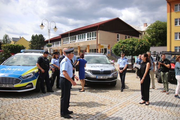 Při návštěvě českých a německých politiků byli ve Vejprtech k vidění mimo jiné společné policejní hlídky