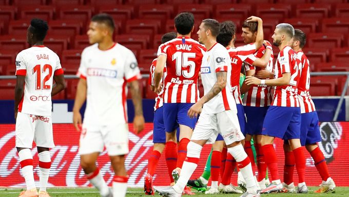 34. kolo španělské fotbalové ligy 2019/20, Atlético - Mallorca: Radost domácích fotbalistů.