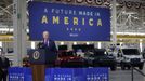 U.S. President Joe Biden delivers remarks after touring Ford Rouge Electric Vehicle Center in Dearborn, Michigan, U.S., May 18, 2021.  REUTERS/Leah Millis