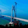 Čína otevřela nejdelší most na světě. Slavnostní ceremonie, most na obrazovce.