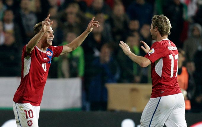 Fotbal: Bulharsko - Česko: Bořek Dočkal a Tomáš Hübschman