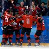 Kanaďané slaví gól v semifinále Kanada - Německo na ZOH 2018