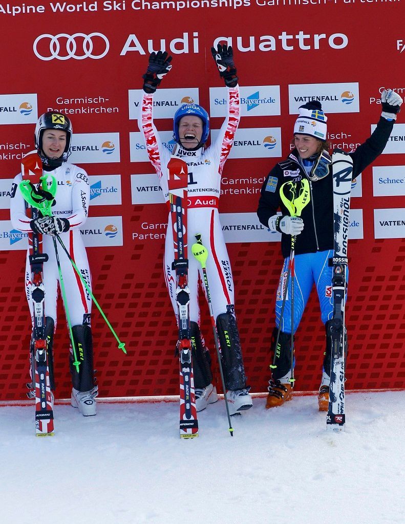 MS slalom - Zettelová, Schildová, Pietilaová-Holmnerová