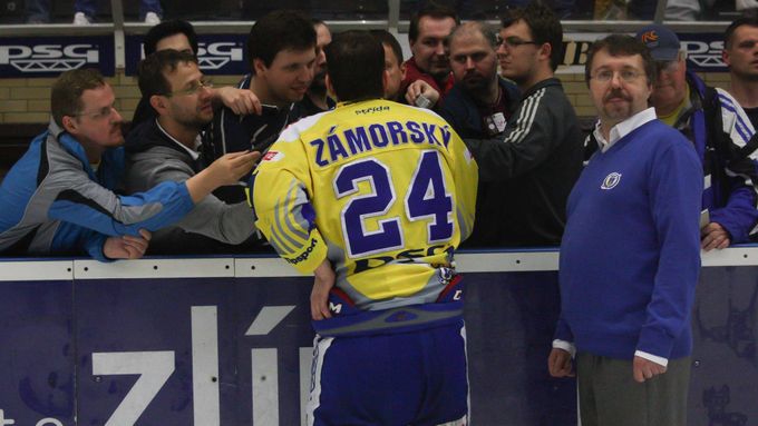 Petr Zámorský byl díky klíčovým gólům v pátém finále vděčným respondentem novinářů