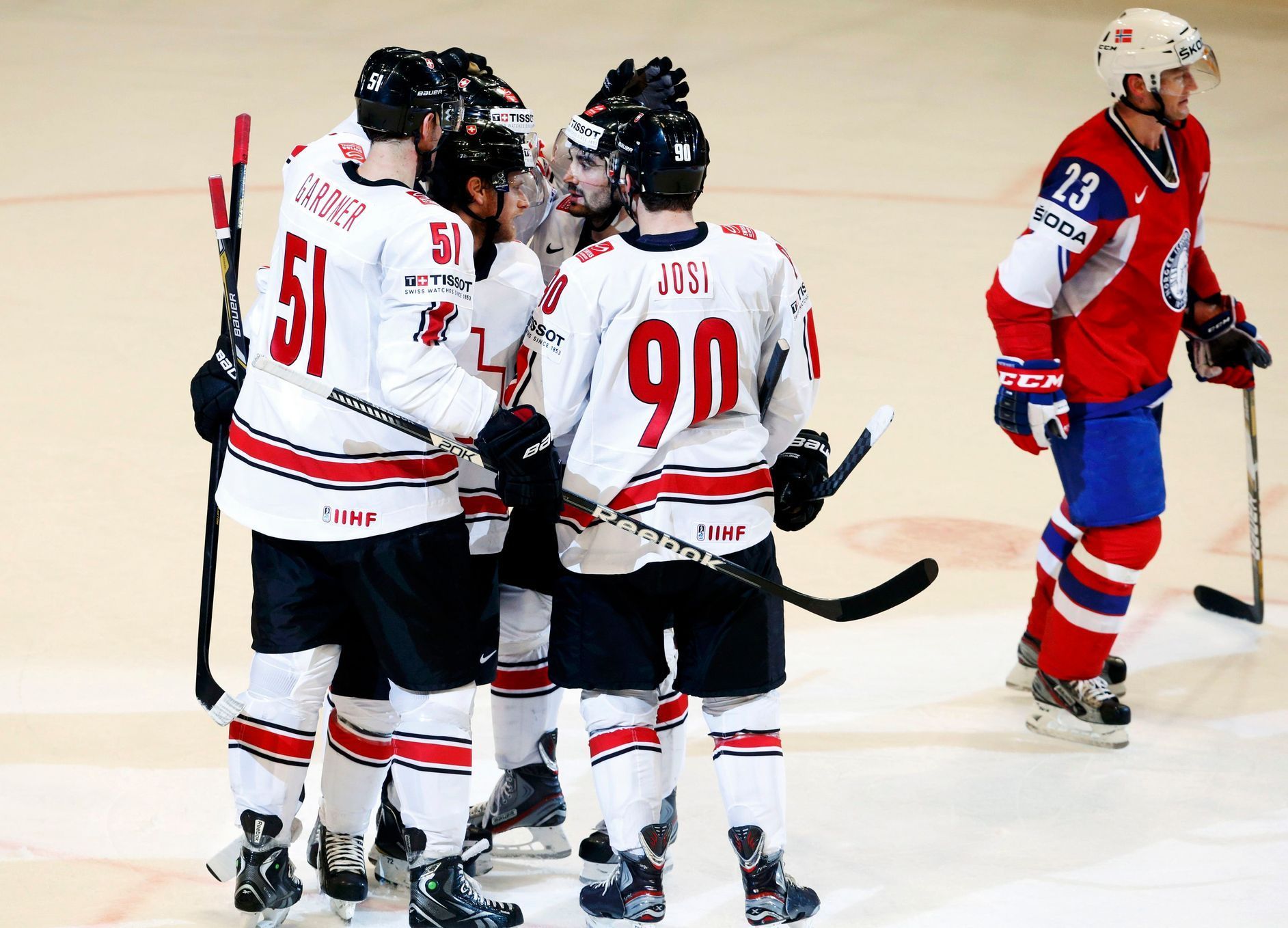 Švýcarsko vs. Norsko na hokejovém šampionátu