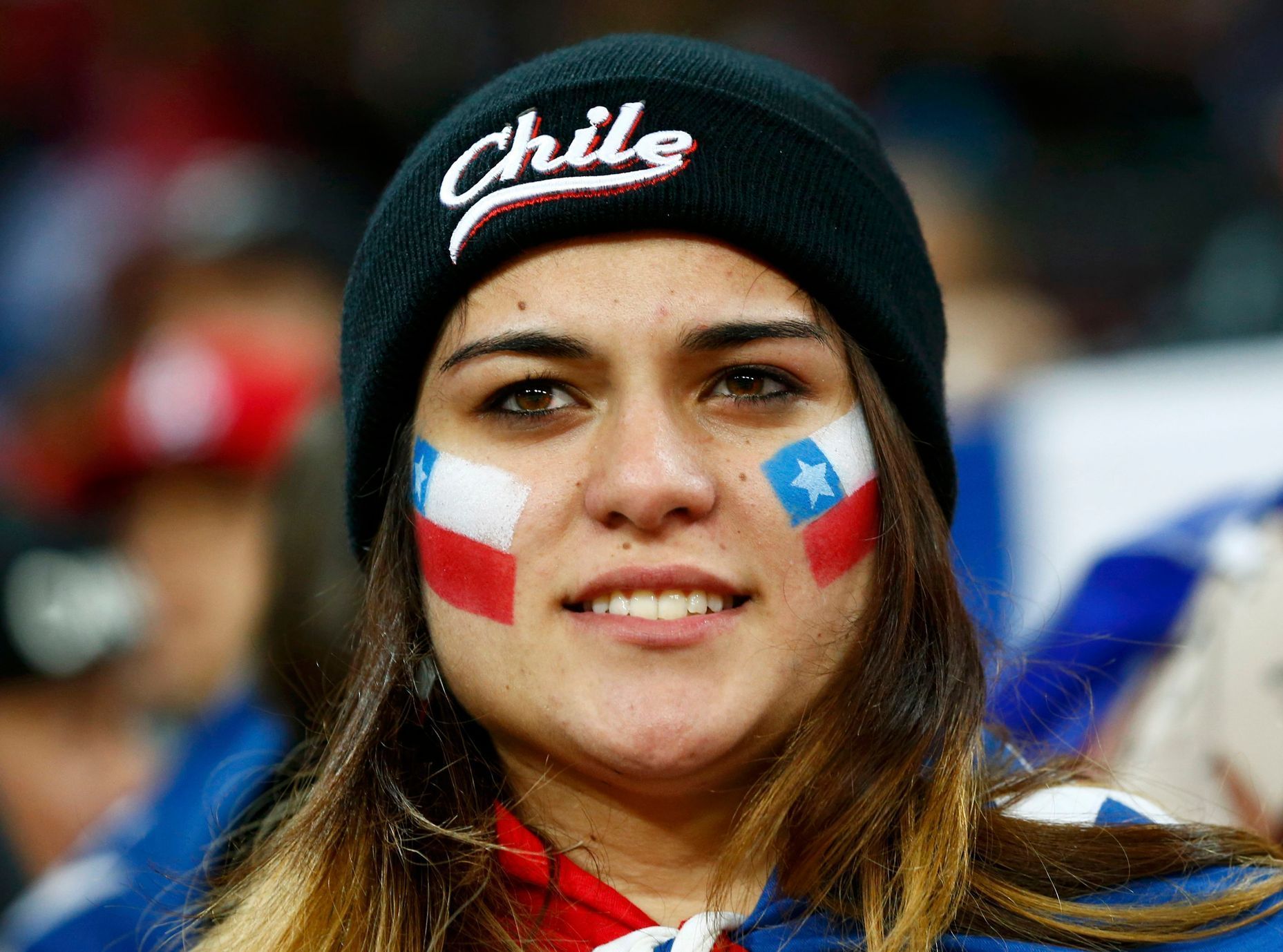 Fanynka Chile před přátelským utkáním s Anglií