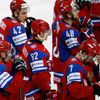 Russia's players react after their loss to Team USA in their
