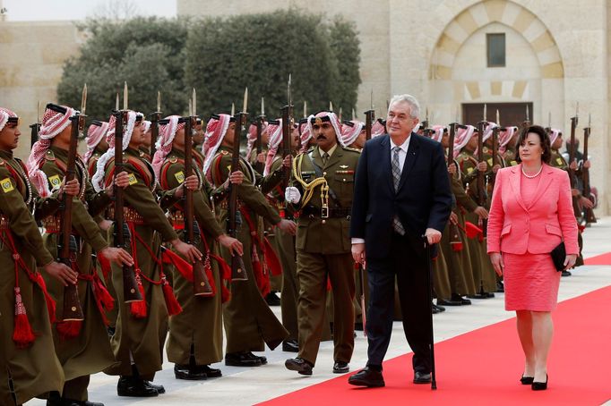 Miloš Zeman s manželkou Ivanou na návštěvě Jordánska