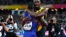 Finále sprintu na 100 metrů na MS v Londýně (Usain Bolt a Justin Gatlin)