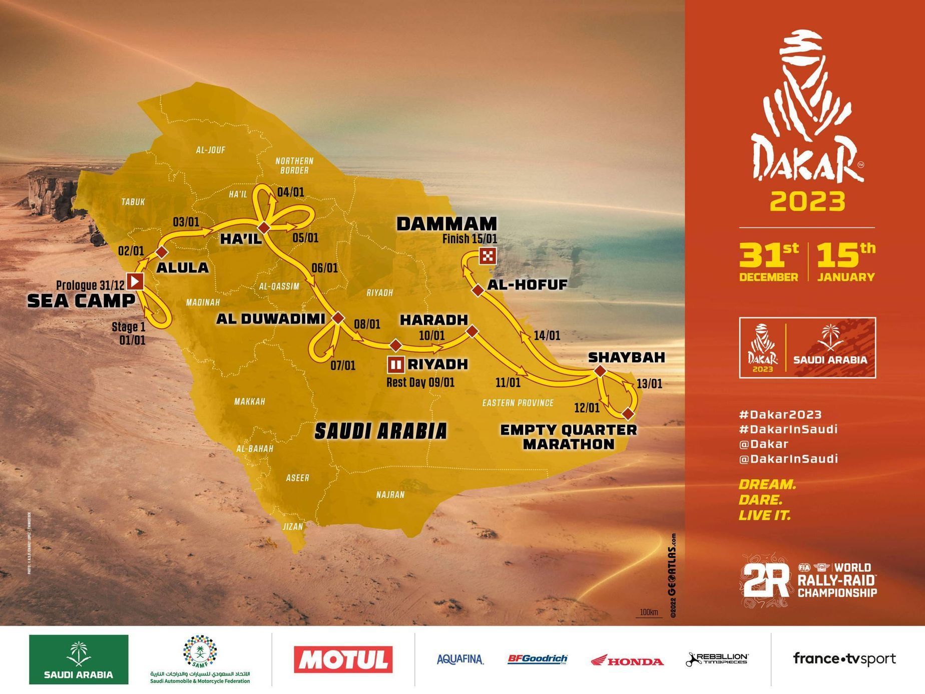 Trať Rallye Dakar 2023