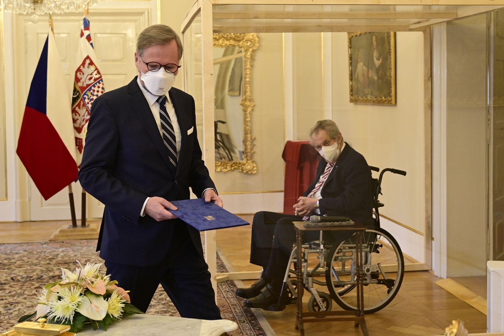 Petr Fiala a Miloš Zeman v Lánech jmenování premiérem