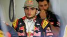 Toro Rosso Formula One driver Carlos Sainz of Spain walks in the team garage during the third practice session of the Australian F1 Grand Prix at the Albert Park circuit