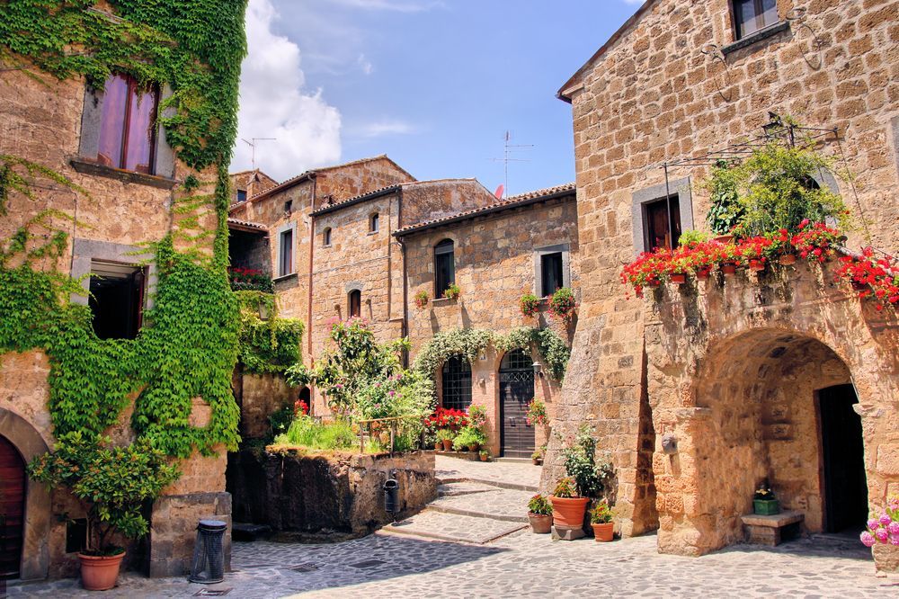 Itálie, vesnice, ulička, turismus