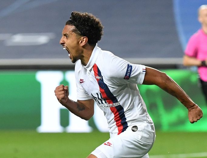 Marquinhos z PSG slaví gól ve čtvrtfinále LM Atalanta - Paris St. Germain