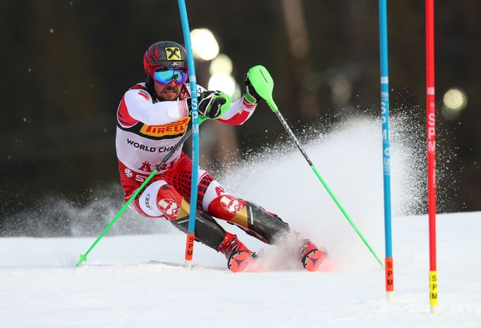 Marcel Hirscher při slalomu na MS 2019 ve Švédsku.