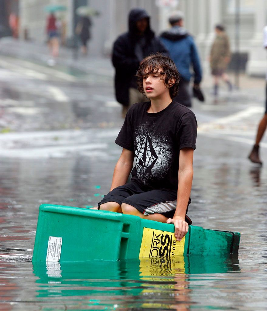 Následky hurikánu Irene na dolním Manhattanu