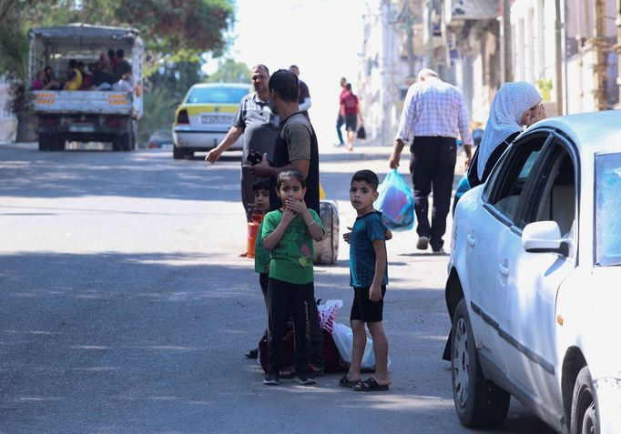 Evakuace Palestinců na jih Pásma Gazy.