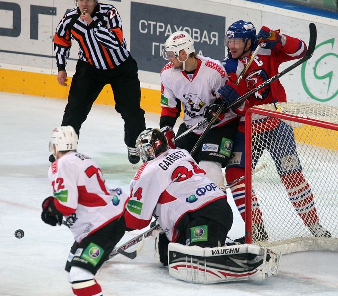 Brankář Čeljabinsku Michael Garnett inkasoval v Praze celkem šestkrát.