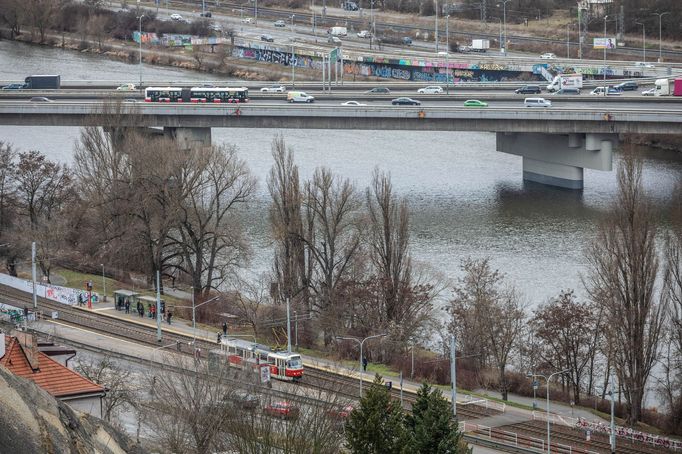 Barrandovský most - připravovaná oprava, prohlídka s primátorem Hřibem. Praha, 8. 2. 2022.