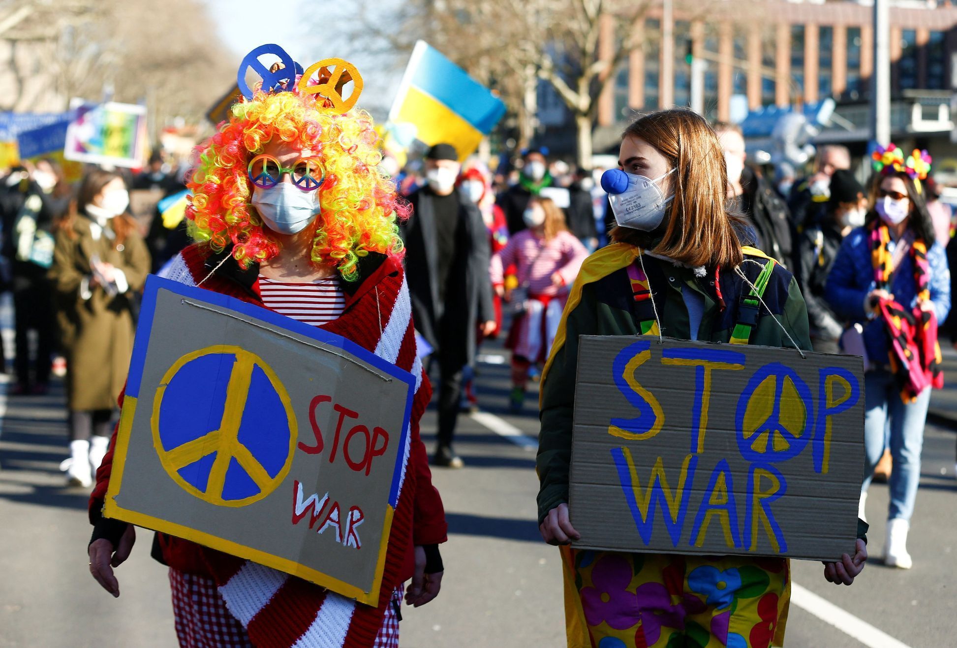 Protesty v Kolíně nad Rýnem proti válce na Ukrajině