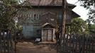 Former British colonial administration building with a covered stairway stands in the Hill Station neighbourhood of Sierra Leone's capital Freetown