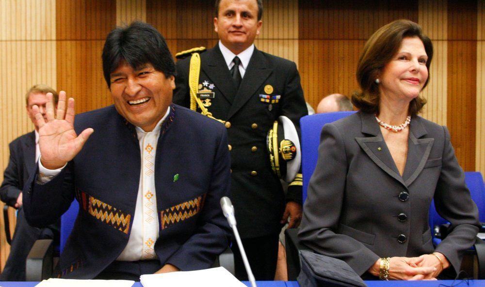 Evo Morales a švédská královna Silvia